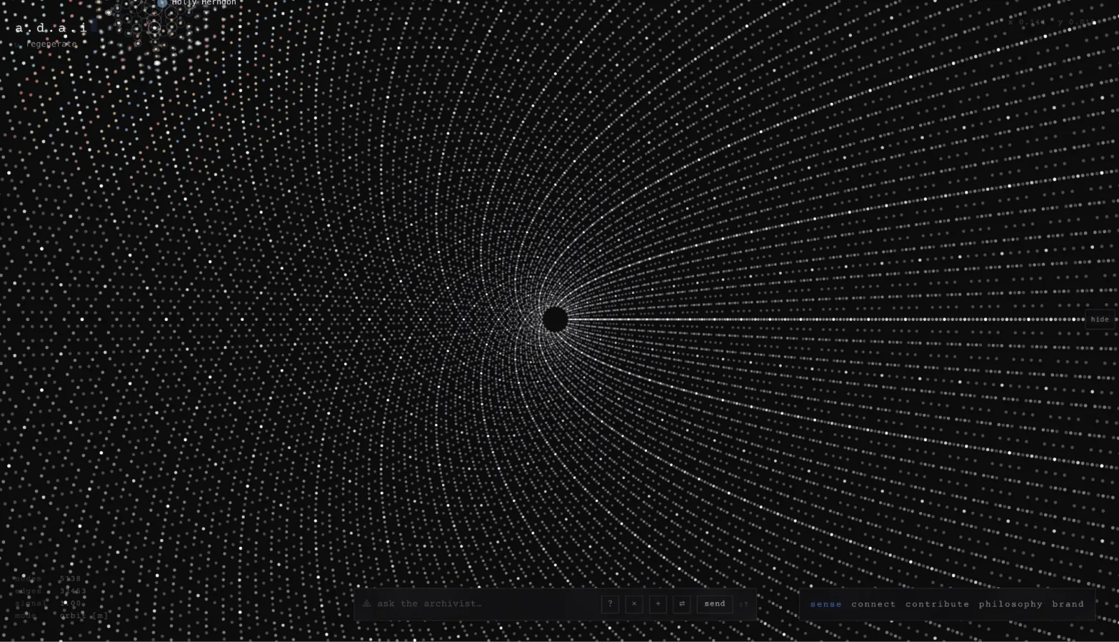 Pixel Symphony’s A(DAI) interface, which regenerates to show a new snapshot of the commons.